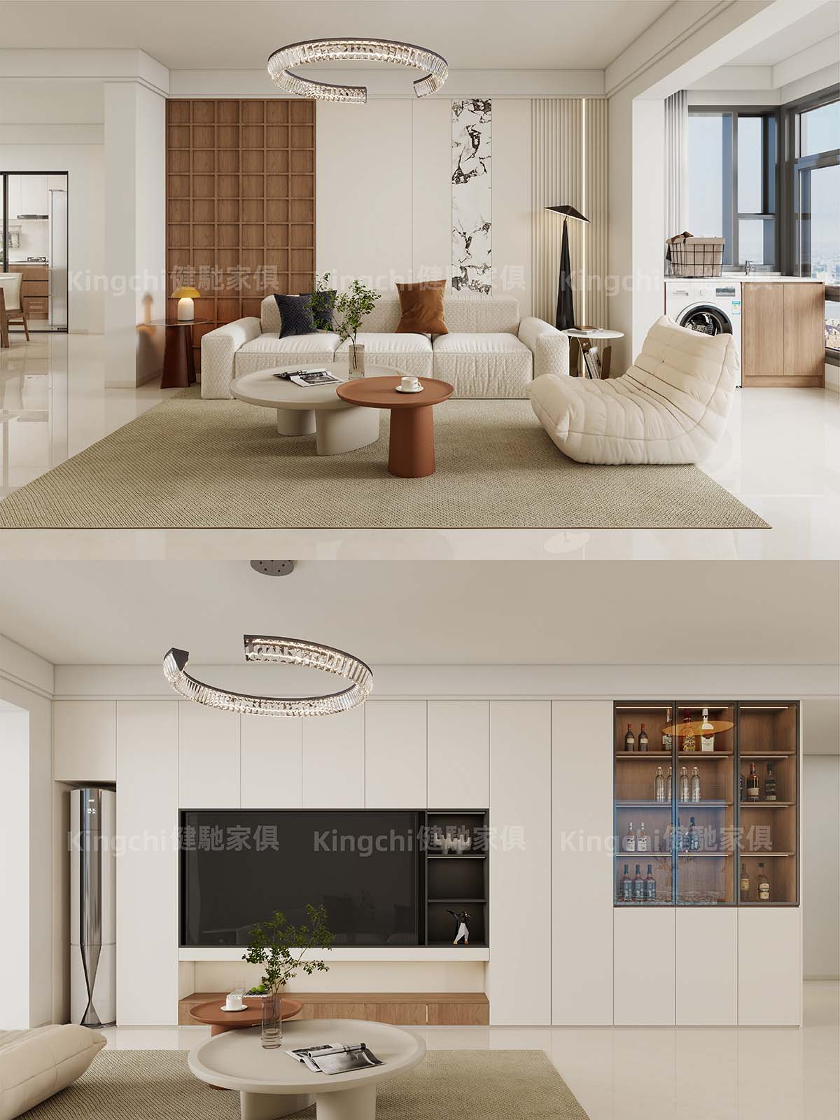 新加坡ZYON GRAND CDL 三卧户型950尺HDB全屋胡桃木奶油风设计