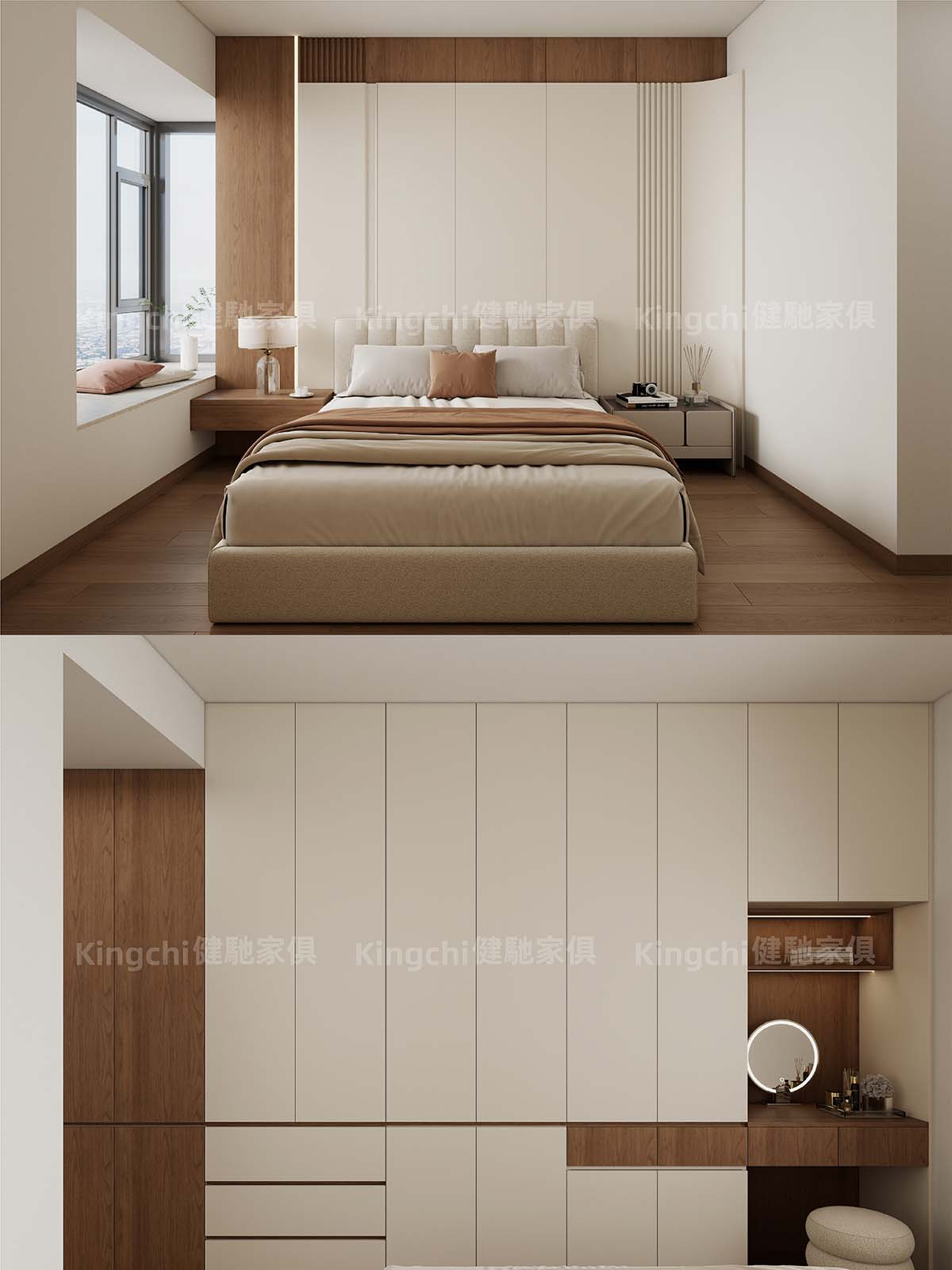 新加坡ZYON GRAND CDL 三卧户型950尺HDB全屋胡桃木奶油风设计