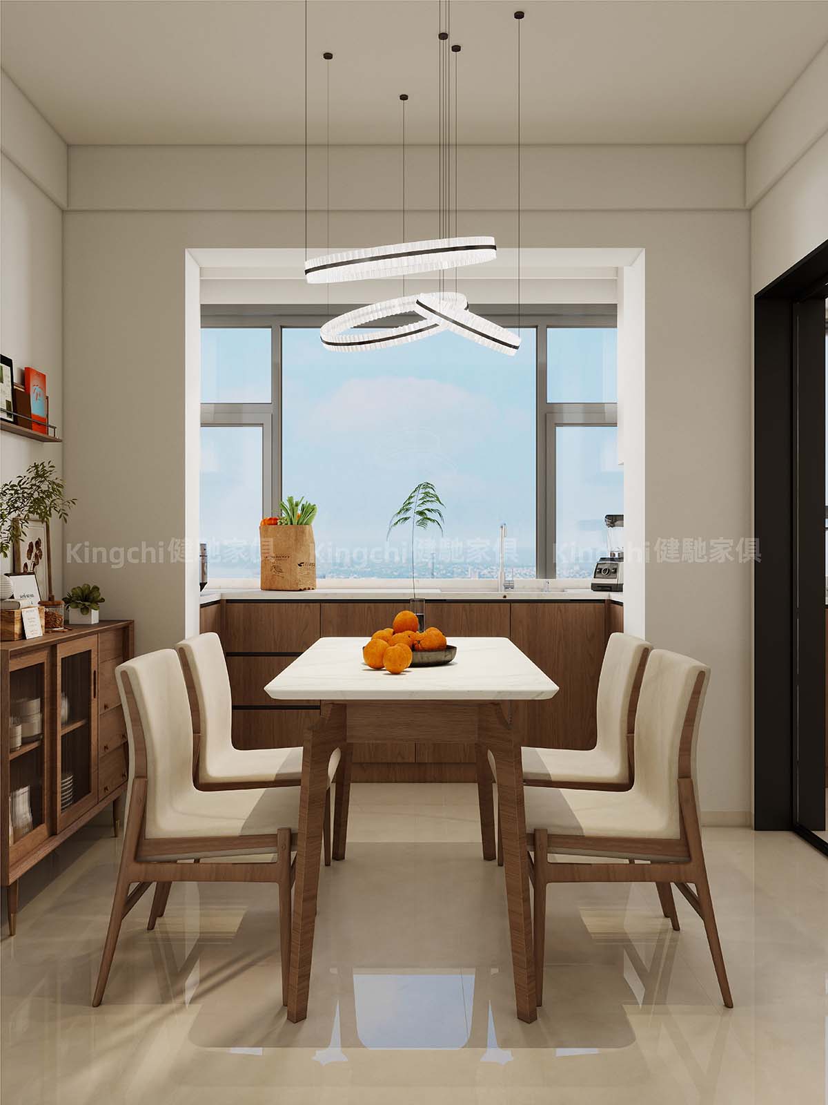 新加坡ZYON GRAND CDL 三卧户型950尺HDB全屋胡桃木奶油风设计