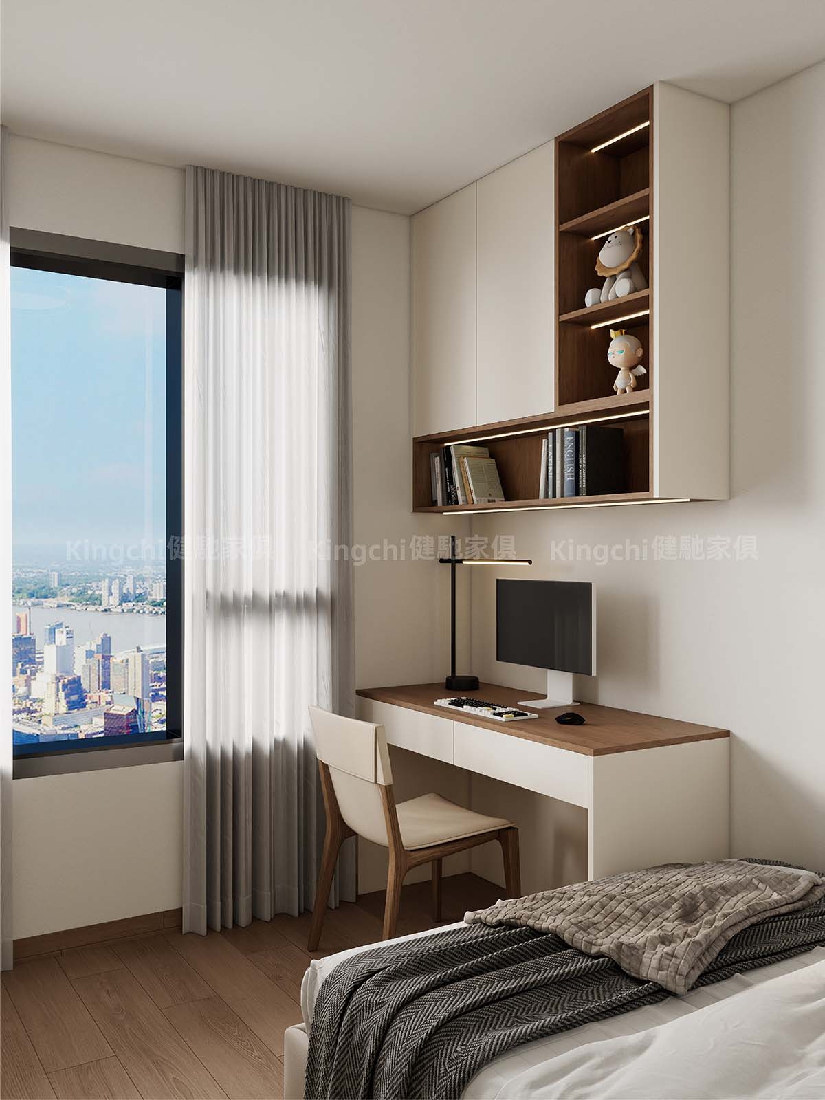 新加坡ZYON GRAND CDL 三卧户型950尺HDB全屋胡桃木奶油风设计