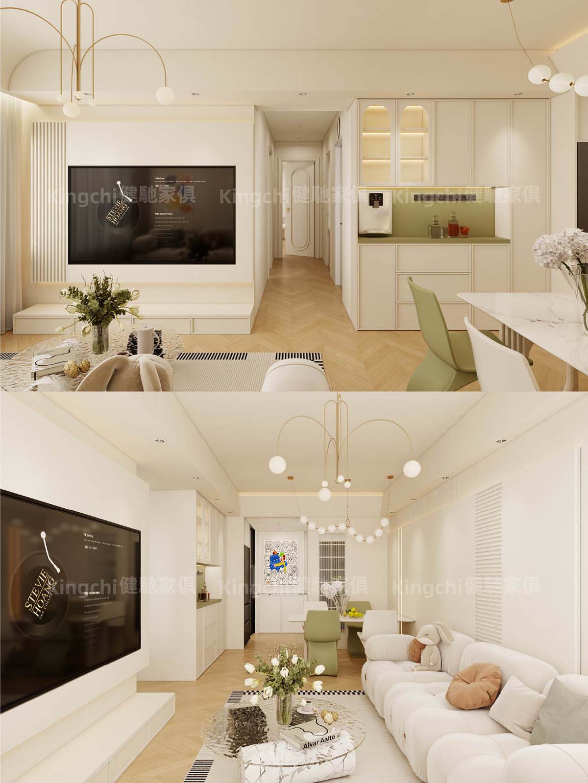 新加坡750尺轻法式四房HDB全屋设计