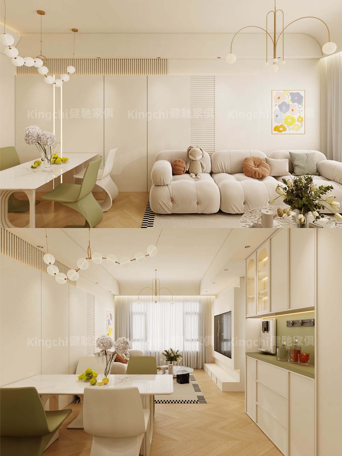 新加坡750尺轻法式四房HDB全屋设计