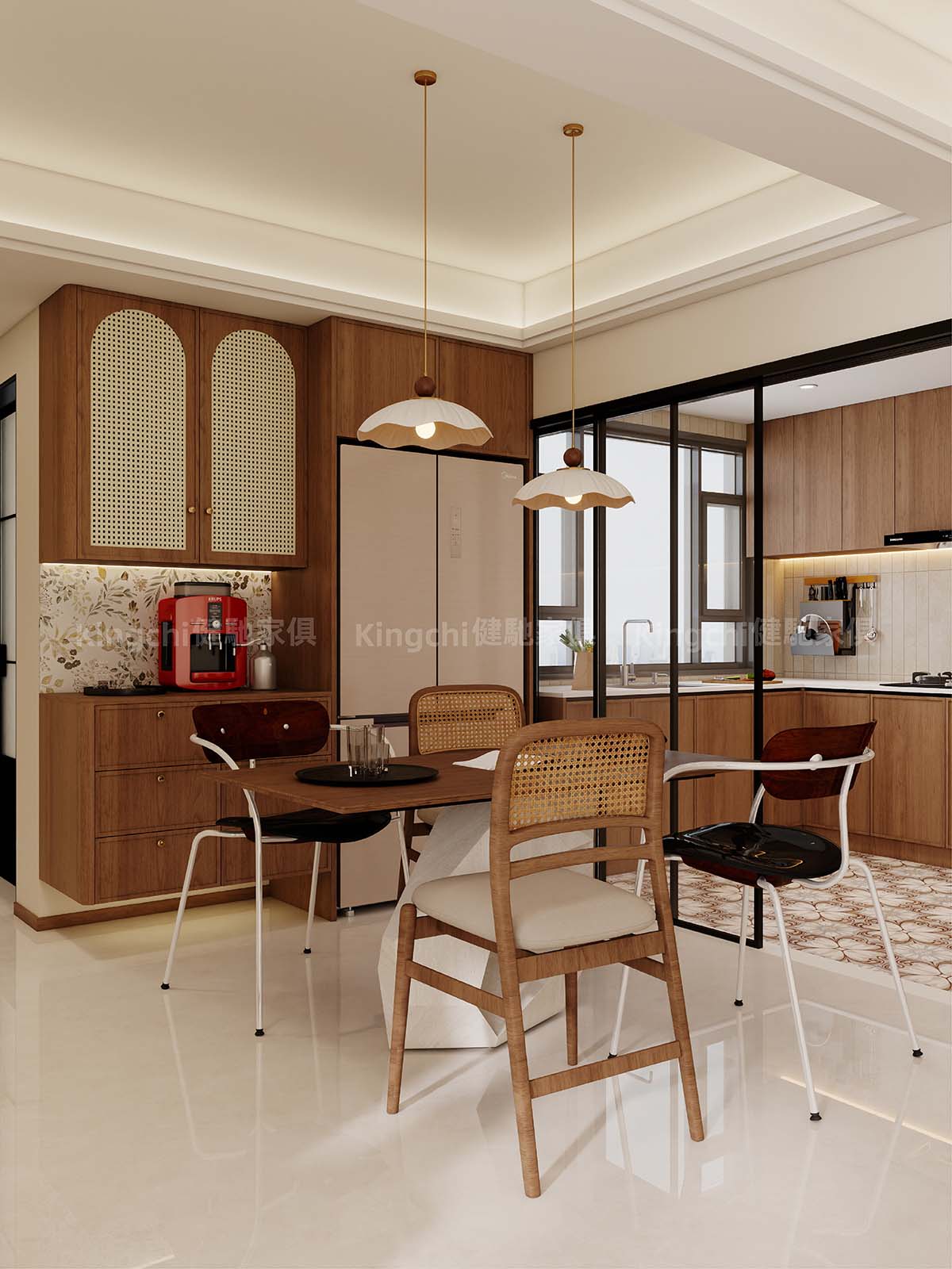 新加坡四房HDB-850尺中古原木风格全屋设计