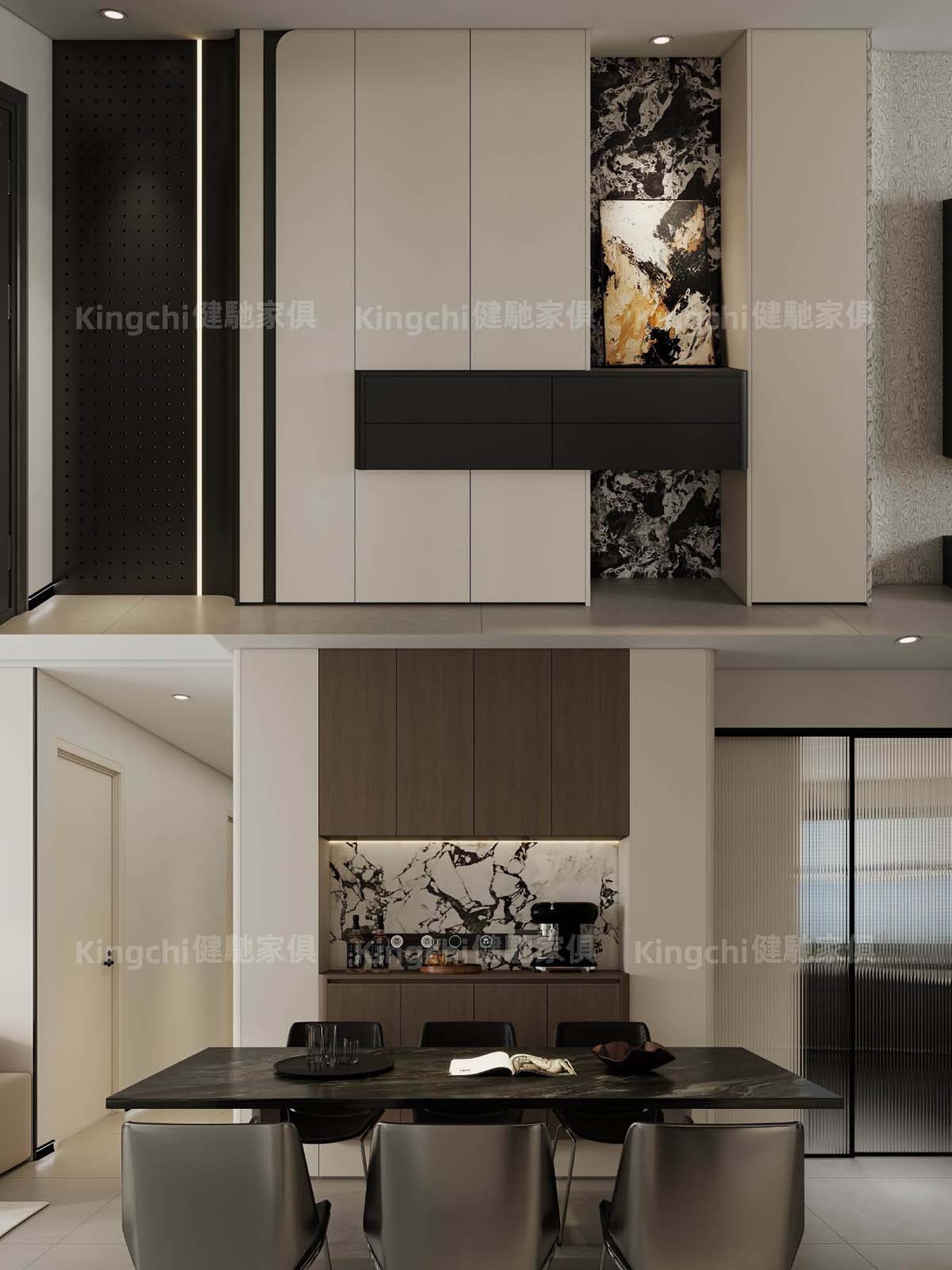 新加坡四房HDB-750尺现代黑白风设计