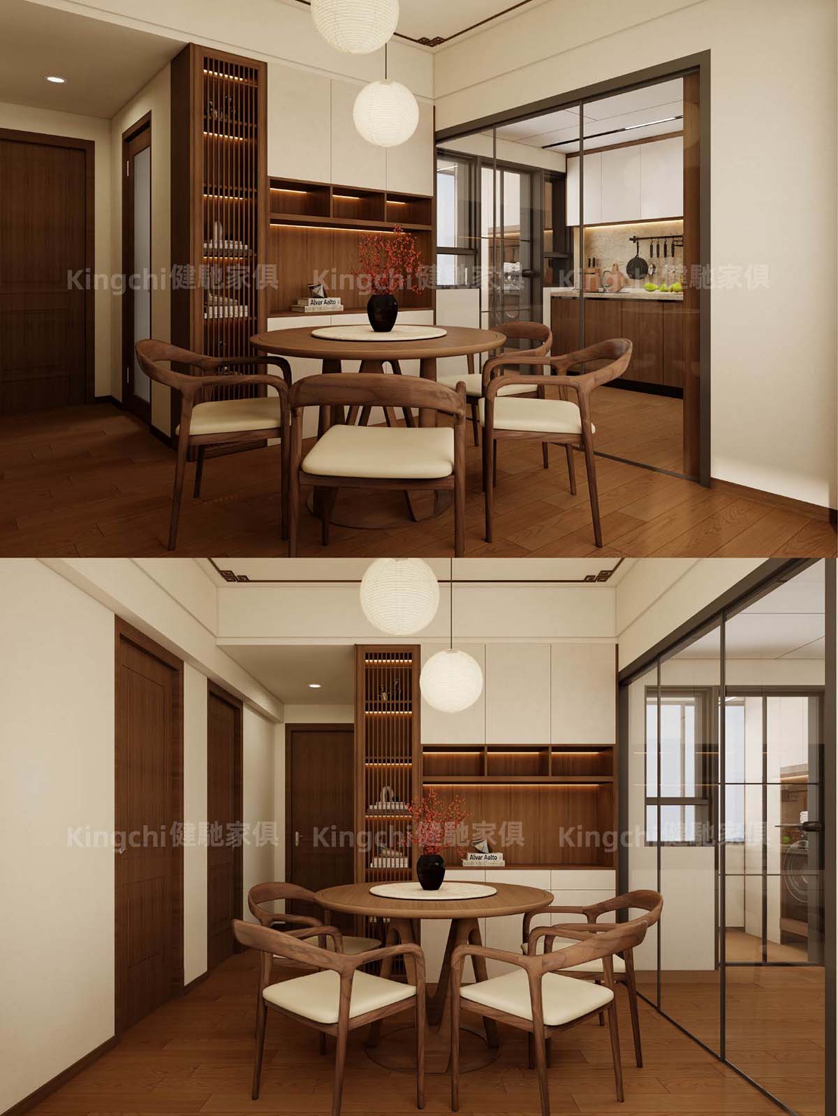 新加坡750尺四房HDB新中式风格全屋设计